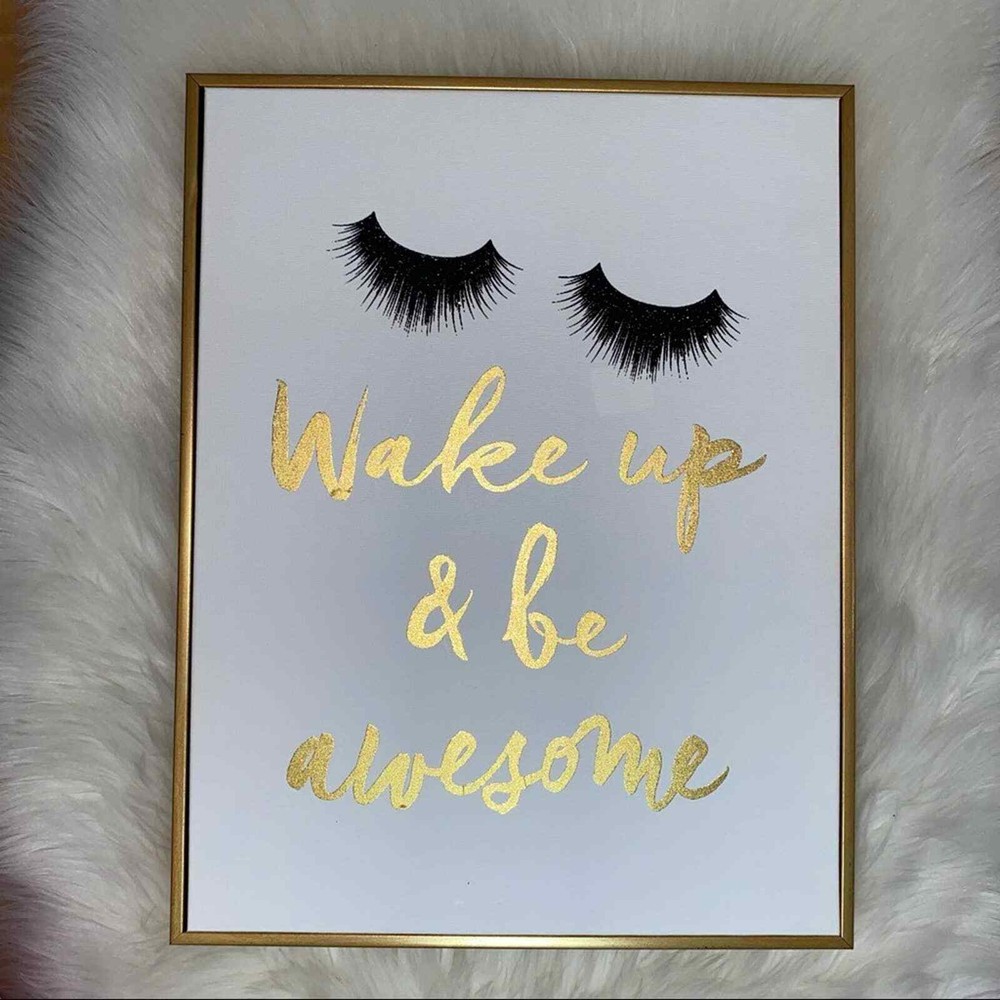 Colleen Karis Designs Wake Up & Be Awesome Canvas Glitter Printed Wall Art 16×20