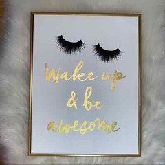 Colleen Karis Designs Wake Up & Be Awesome Canvas Glitter Printed Wall Art 16×20