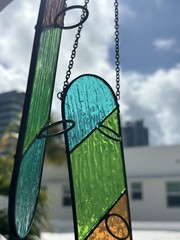 2 Stained glass colorblock suncatcher Candle Holder