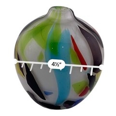 Hand Blown Art Glass Bud Vase Multi Colors Smooth 7” Tall Heavy Good Condition