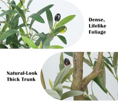 6FT Artificial Olive Tree with Elegant Planter & Moss, Faux Olive Tree Indoor…