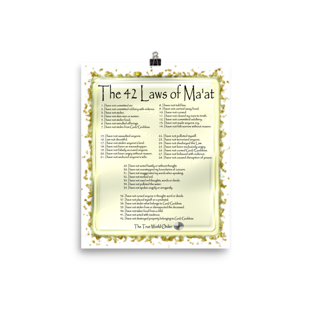 The True World Order “42 Laws of Ma’at” Set in Molten Gold Tray Poster
