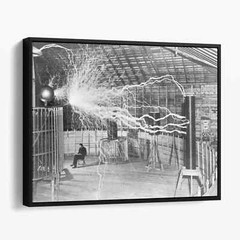 Nikola Tesla Reading With Electric Generator 1900s Canvas Print Wall Art