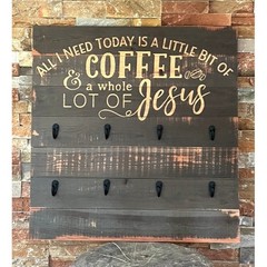 NEW P. Graham Dunn Coffee and Jesus Wooden Sign Mug Holder