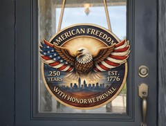 American Freedom 250th Anniversary Wall Sign with Rope