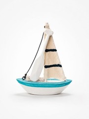 Handmade Sailboat Decor-Blue & White Coastal Art Piece ( Gift or Furniture )