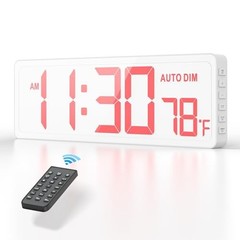 16.5″ Large Digital Wall Timer Clock with Countdown Timer, Auto Dimmer, White