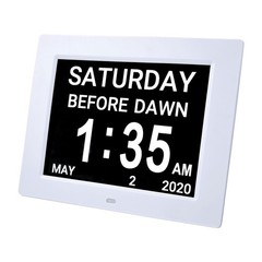8″ Digital LCD Day Clock Wall Alarm Time Dementia Week Date Calendar Office Home