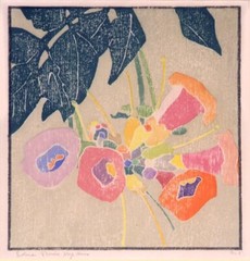 Trumpet Vine : Edna Boies Hopkins : 1917 woodcut : Archival Art Print