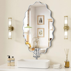 Dorlicecass Oval Wavy Mirror – Irregular Wall Mirror 22″x30″ Black Asymmetrical