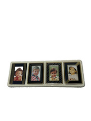 Set of 4 NEW mini PHOTO FRAMES gold black 1 1/16″ x 1.3/4″ magnetic