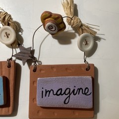 3pc Sandra Magsamen For Silvestri Blossom Dream Imagine Hanging Ornament Sign