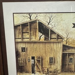 (2)Vintage Country Barn Wooden Framed Print Rustic Farmhouse Wall Art Decor