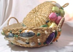 Basket Vegetables Seagrass Decorative Set Of 2 Vintage