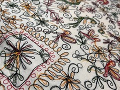 Vintage Square Embroidery Gujarati Tapestry Decoration, made in India 34×33