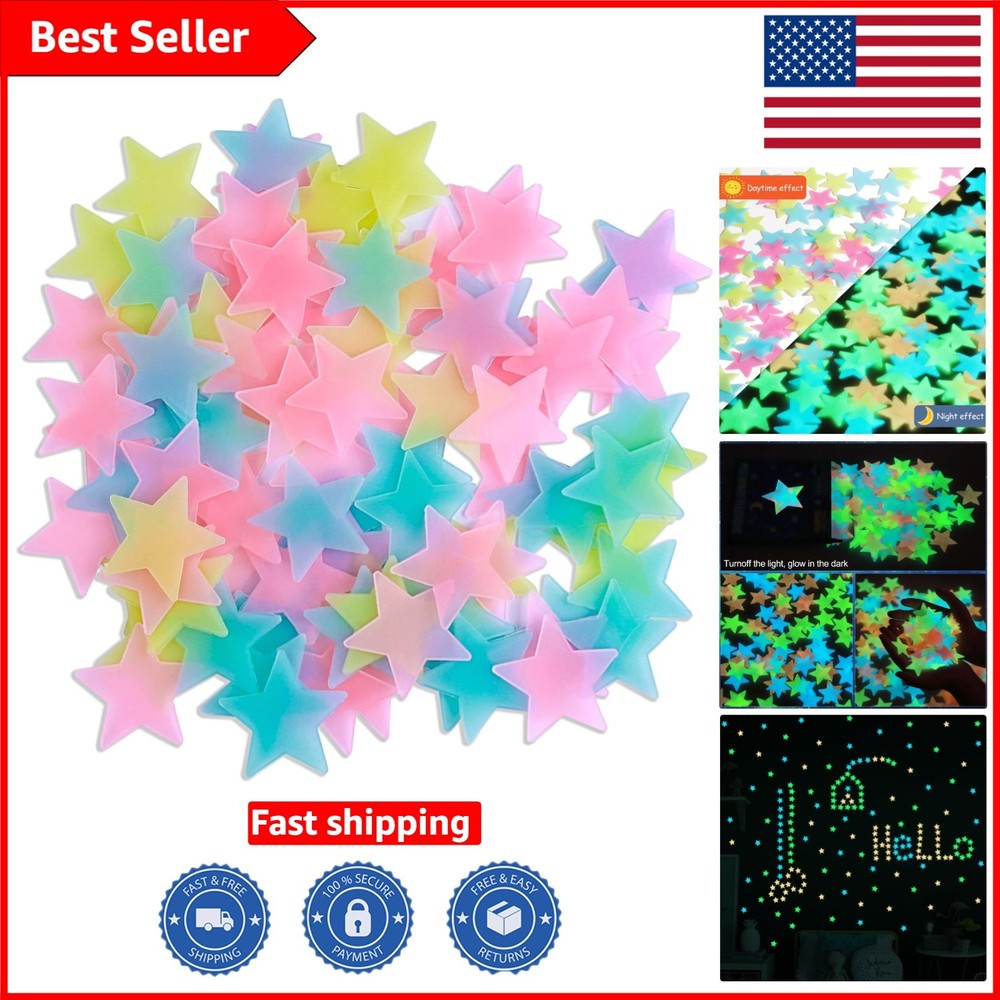 Multicolor Luminous Star Decals – 100PCS Easy Peel Glow Stickers for Bedrooms