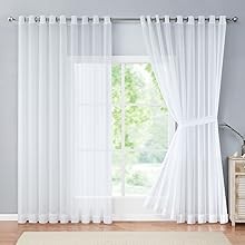 1 Extra-Wide Light Beige Sheer Patio Curtain Panel 102 x 84 Inch Long with