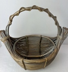 Vintage Norwegian, Scandinavian Artisan Basket Cottage Boho Woven 13.5x10x5.5”