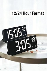 LED Voice‑control Digital Alarm Clock with Dual Alarms, Snooze and 12/24h Displa