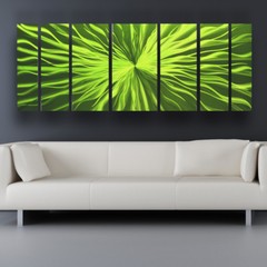 Metal Wall Art Modern Contemporary Abstract Sculpture Painting Home Decor Green