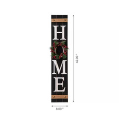 42 In. H Wooden Home Porch Sign with 3 Changable Wreathes (Spring/Fall/Christmas