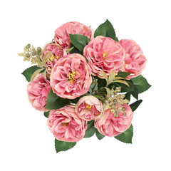 18 In. Red Orange Artificial Cabbage Rose Flower Stem Bush Bouquet (Set of 2)