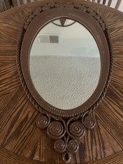 VTG Burwood Oval Brown Wall Mirror Resin Plastic MCM 29” X 15”
