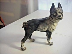 Antique Vintage HUBLEY Cast Iron BOSTON TERRIER French Bulldog 9″ Doorstop R6
