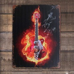 ARTCLUB The Guitar Metal Tin Sign, Vintage Poster 7.8″L x 11.8″W,