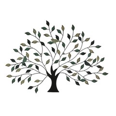36 inch Tri Tone Leaves Birds In Branches Metal Tree Indoor Outdoor Wall Decor