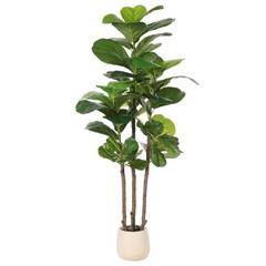 Fiddle Leaf Fig Tree Artificial – 5ft Faux Fiddle Leaf Fig Tree with White Pl…