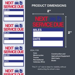 300 Pcs Oil Change Stickers – 2” X 2” Removable Vinyl Labels for Windshield