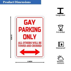 HBXNZ Gay Parking Only Sign Funny Plaque Garage Bar Wall 12x8inches,