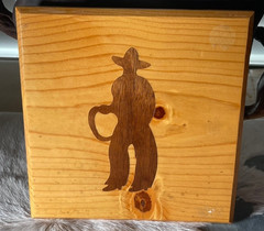 Western Plaque 7 x 6.75 in Cowboy Inlay Wooden Beveled Edge Decor Crafts