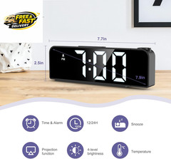 Projection Alarm Clock, Alarm Clocks with Projection on Ceiling with 7.9″ Large