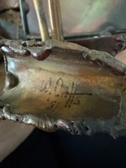 Signed W.Watts (?) 1981 Copper Sailboat Sculpture Brutalist Nautical Art