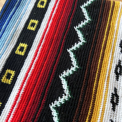 Handmade Knit Blanket Afghan Native American Southwestern Rustic Boho 50″x80″ EC