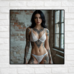 Pinup girl sticker vinyl decal black hair gothic sexy seductive cleavage novelty