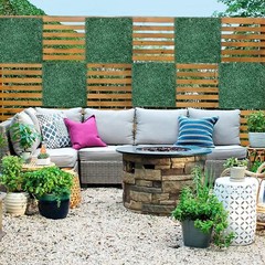 20 in Artificial Faux Boxwood Leaf Fence Panel Home Wall Plant Decor Grass Mat