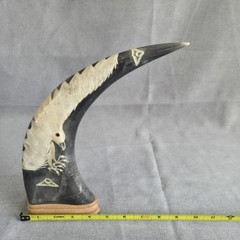 Eagle Carving Water Buffalo Horn Wood Base From KC Gifts in Canada