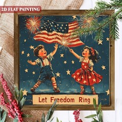 4th of July Wooden Plaque Let Freedom Ring Retro Patriotic Kids Wall Art Decor