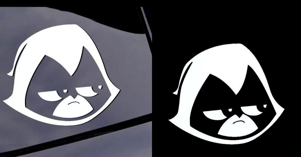 RAVEN TEEN TITANS GO! 2 PK White Vinyl Decals Car Truck Windows Tumblers Laptop