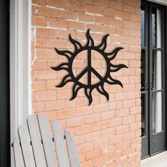 Peace Sign Metal Wall Art Sun Decor Retro Hippie Patio Yard Gift
