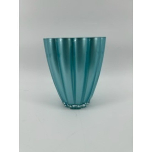 Teleflora Gift Vase Teal Green Ribbed Scalloped Flower Holder Home Decor