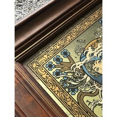 Vtg Alphonse Mucha Winter Art Nouveau Framed Mirror Art Wood Frame Art Deco