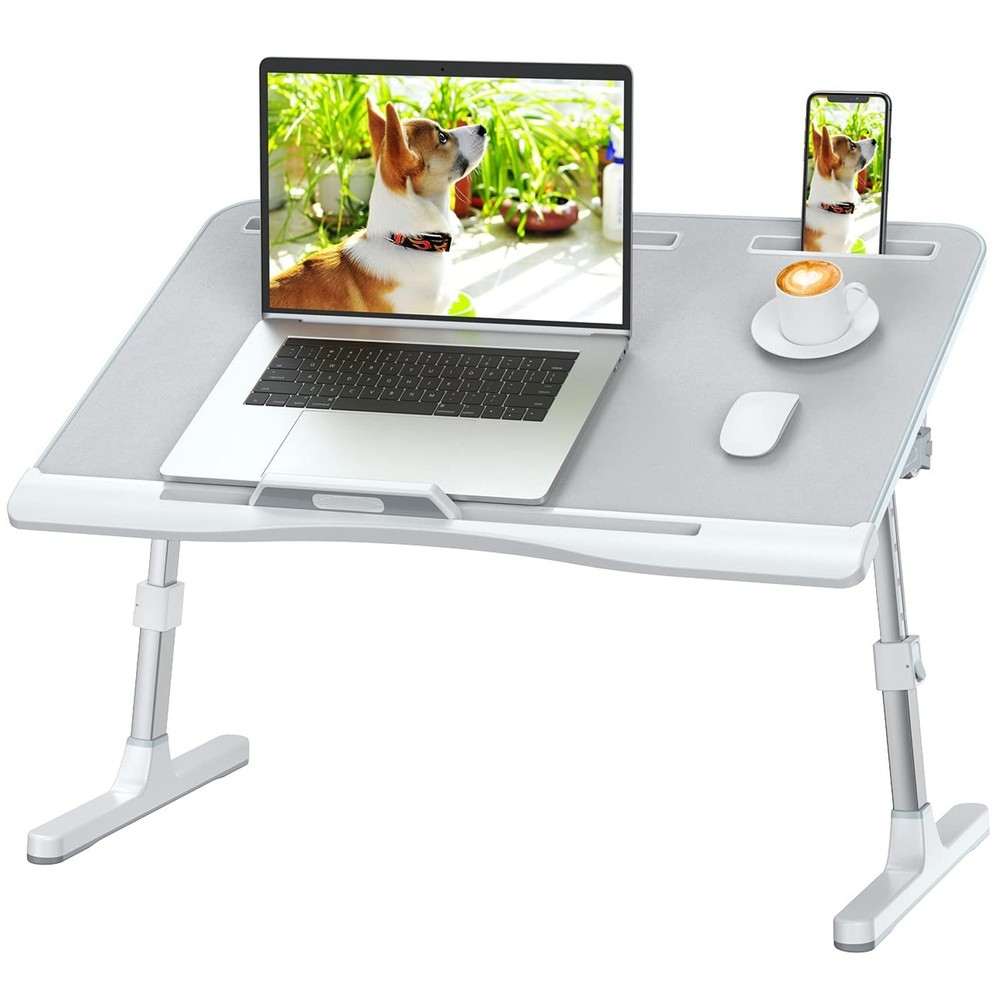 Laptop Bed Desk with Adjustable Heights and Angles, Upgraded-Sturdy Foldable …