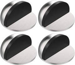 4 Pack Stainless Steel Floor Doorstops Door Stopper W/Rubber Safety Mounted Tape