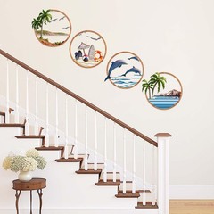 Metal Beach Themed Wall Decor Set of 4, Metal Frame Coastal Metal Wall Art wi…