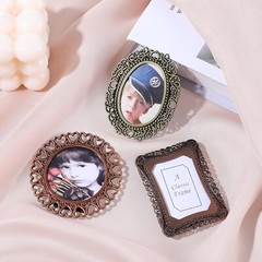 6 Pcs Mini Vintage Picture Frame,1 Inch Wallet Size Picture Frames Tiny Metal Pi