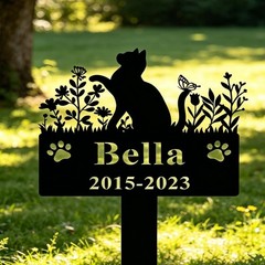 Custom Cat Memorial Stake, Personalized Metal Grave Marker, Pet Loss Gift